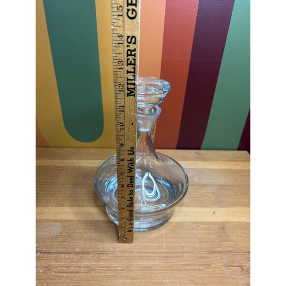 heavy clear glass decanter whisky alcohol bar cart MCM - tiny chips - Picture 8 of 8